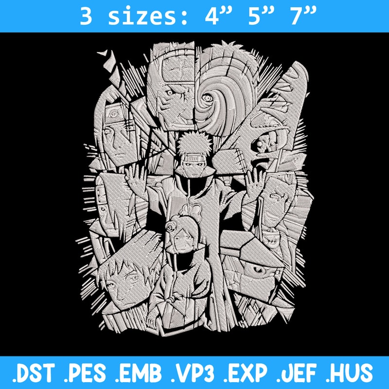 Akatsuki poster Embroidery Design, Naruto Embroidery, Embroidery File, Anime Embroidery, Anime shirt, Digital download.jpg