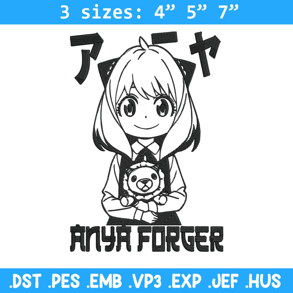 Anya forger Embroidery Design, Spy x family Embroidery, Embroidery File, Anime Embroidery, Digital download.jpg