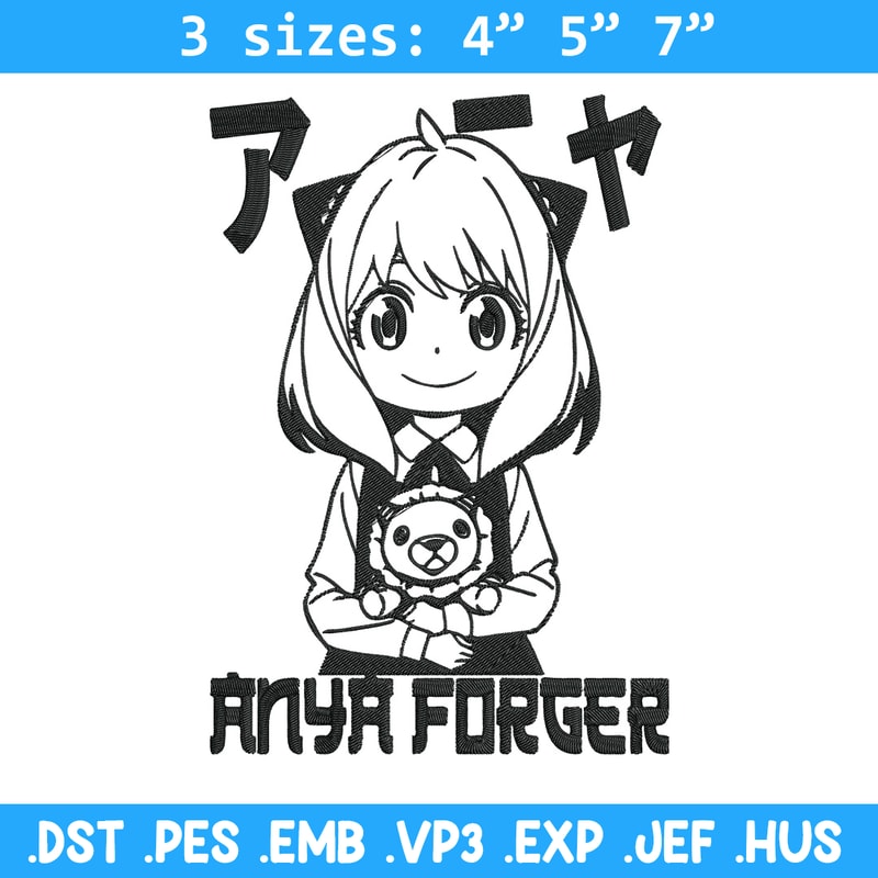 Anya forger Embroidery Design, Spy x family Embroidery, Embroidery File, Anime Embroidery, Digital download.jpg