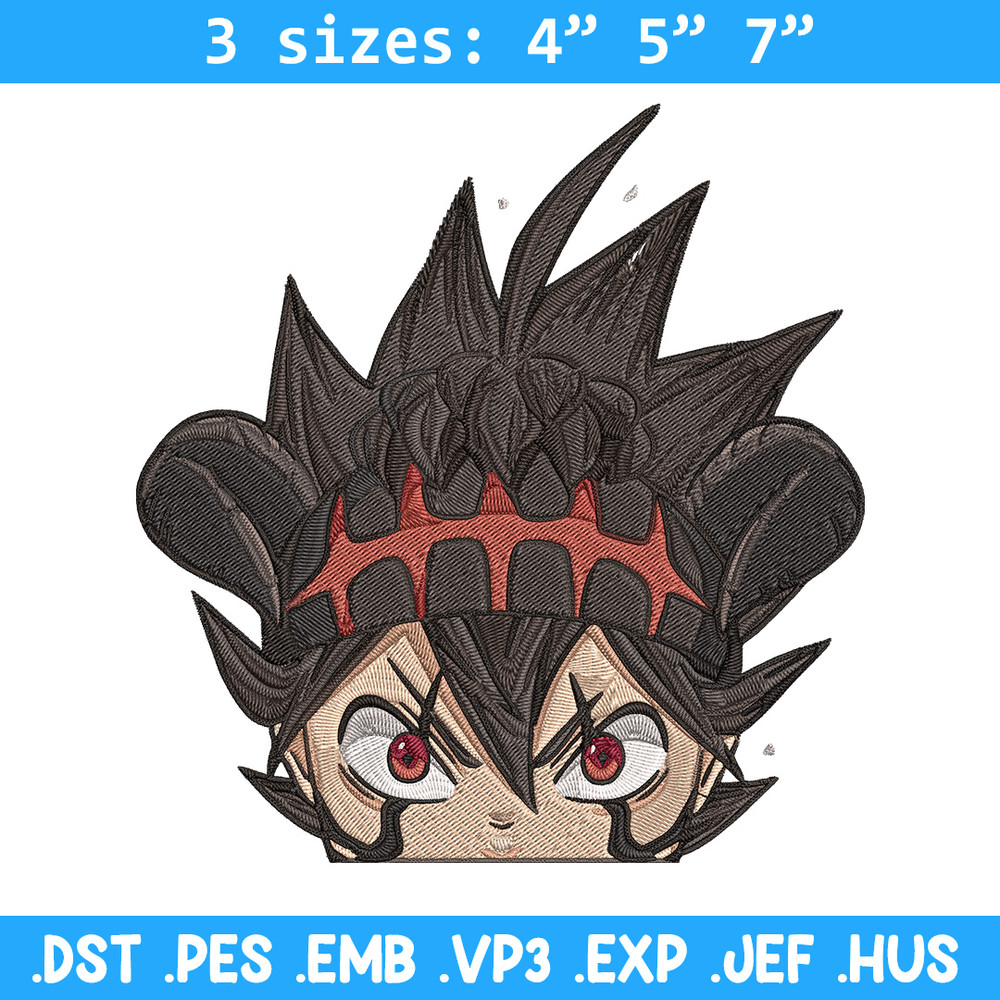 Asta Peeker Embroidery Design, Black clover Embroidery, Embroidery File, Anime Embroidery, Anime shirt, Digital download.jpg