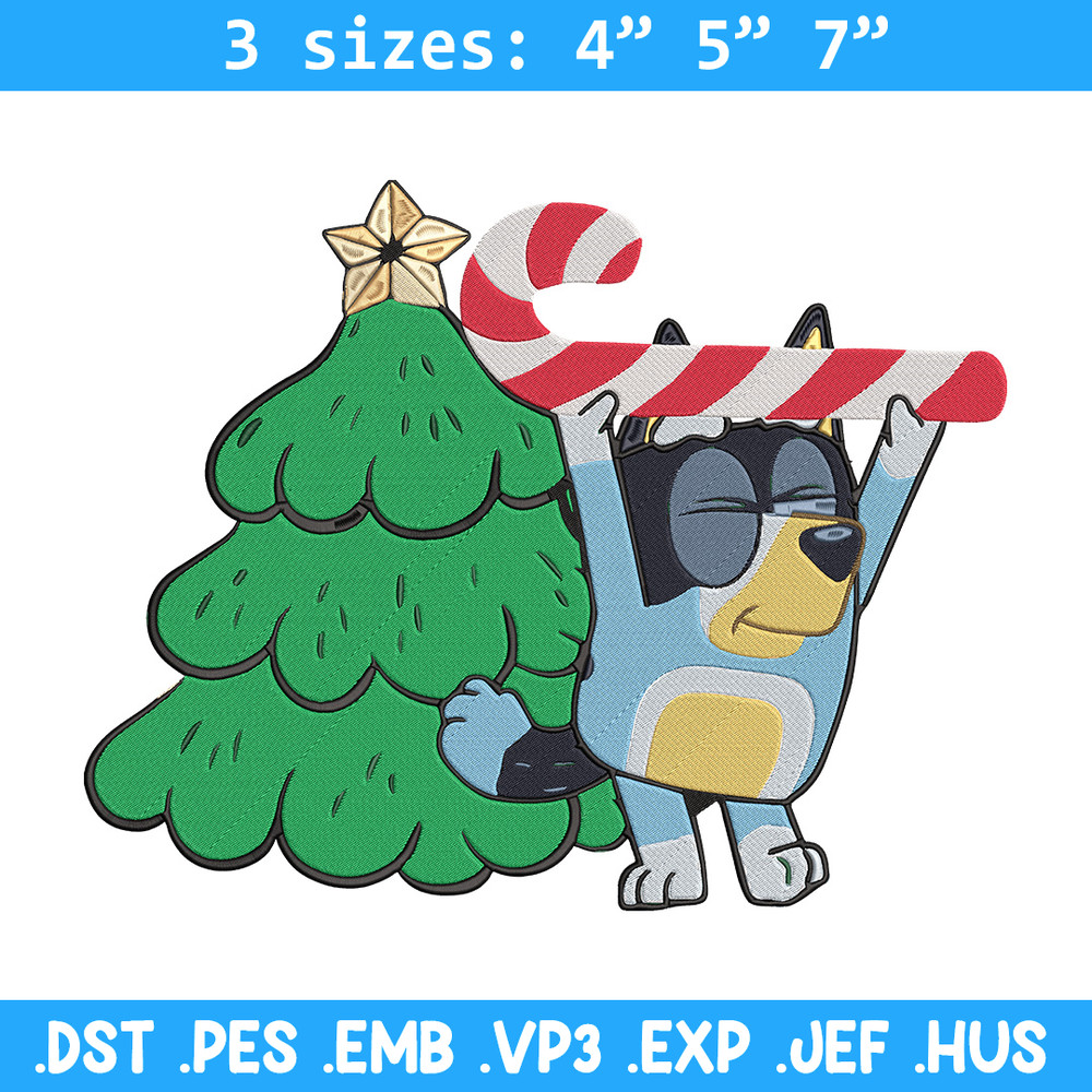 Bluey chrismas Embroidery Design, Bluey Embroidery, Embroidery File, Chrismas Embroidery, Anime shirt, Digital download.jpg