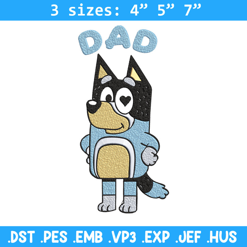 Bluey Dad Embroidery, Bandit Heeler Embroidery, Embroidery File, cartoon design, cartoon shirt, Digital download..jpg