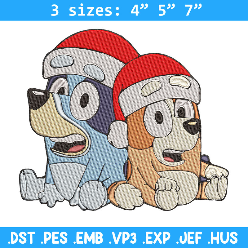Bluey x Bingo Embroidery Design, Bluey Embroidery, Embroidery File, Chrismas Embroidery, Anime shirt, Digital download.jpg