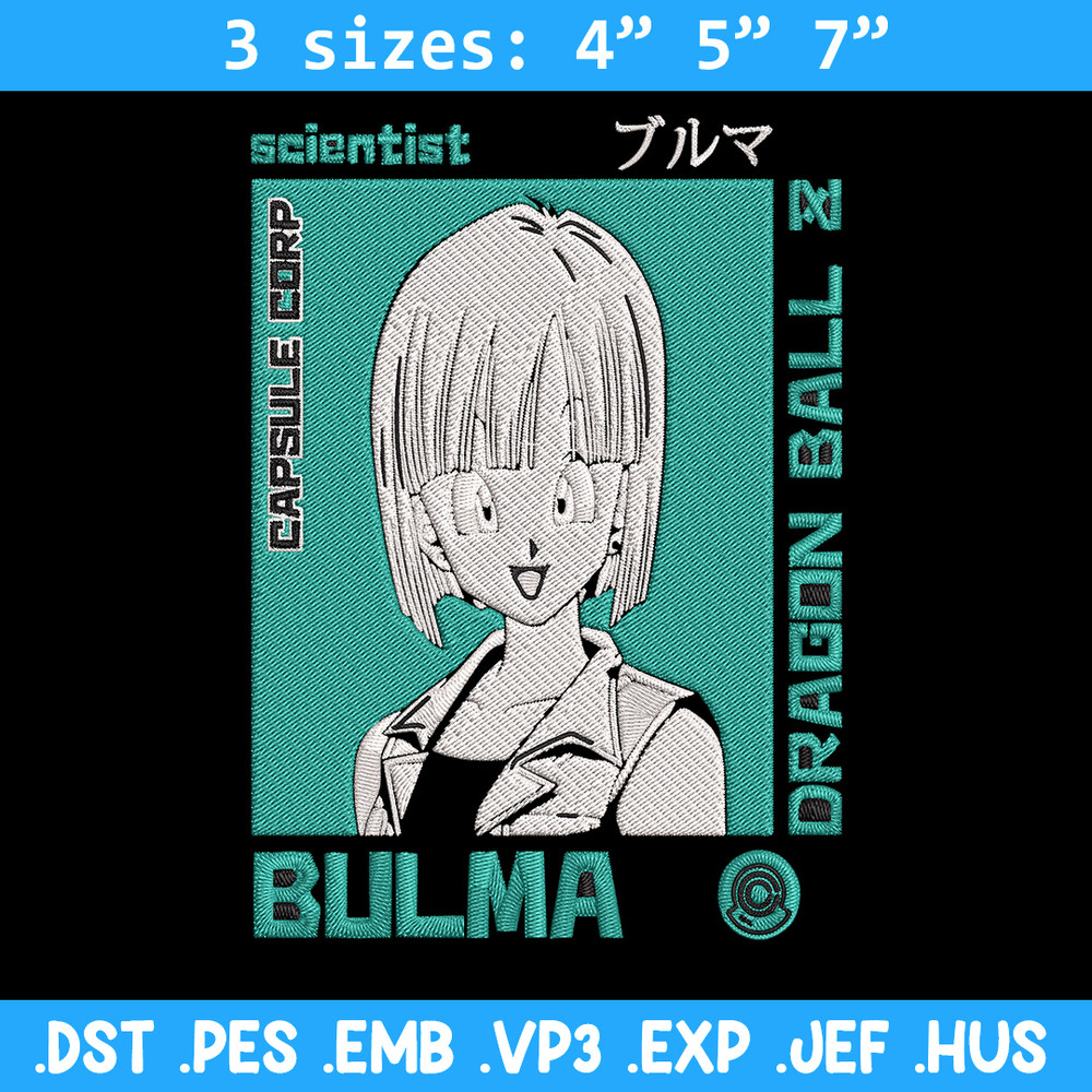 Bulma poster Embroidery Design, Dragonball Embroidery, Embroidery File, Anime Embroidery, Anime shirt, Digital download..jpg