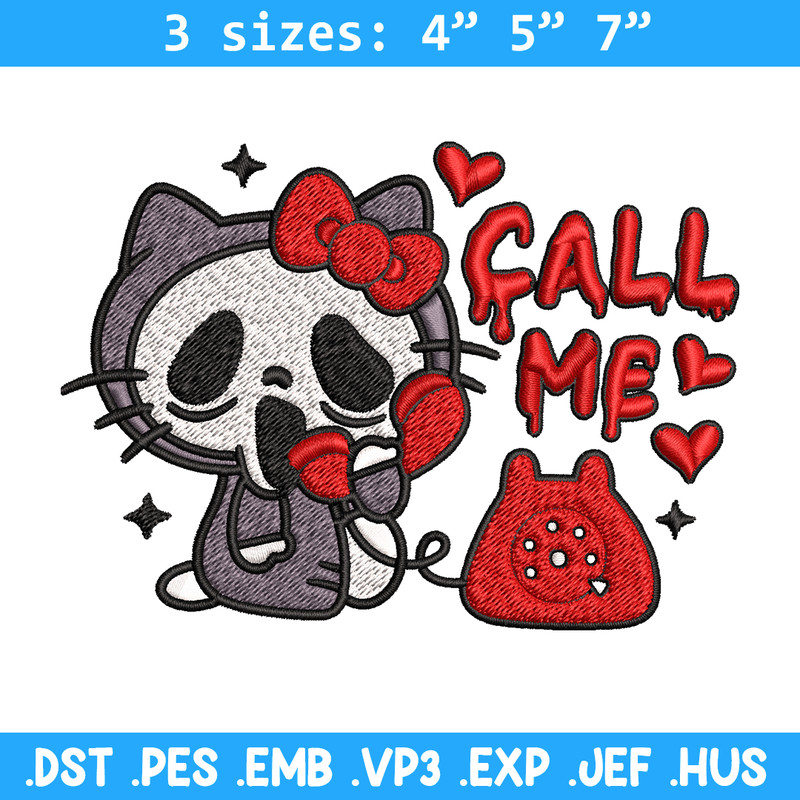 Call Me Scream Hello Kitty Embroidery design, Hallokitty Embroidery, cartoon design, Embroidery File, Digital download..jpg