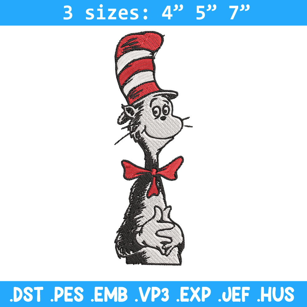 Cat in the Hat Logo Embroidery Design, Dr Seuss Embroidery, Embroidery File, Embroidery design, Digital download..jpg
