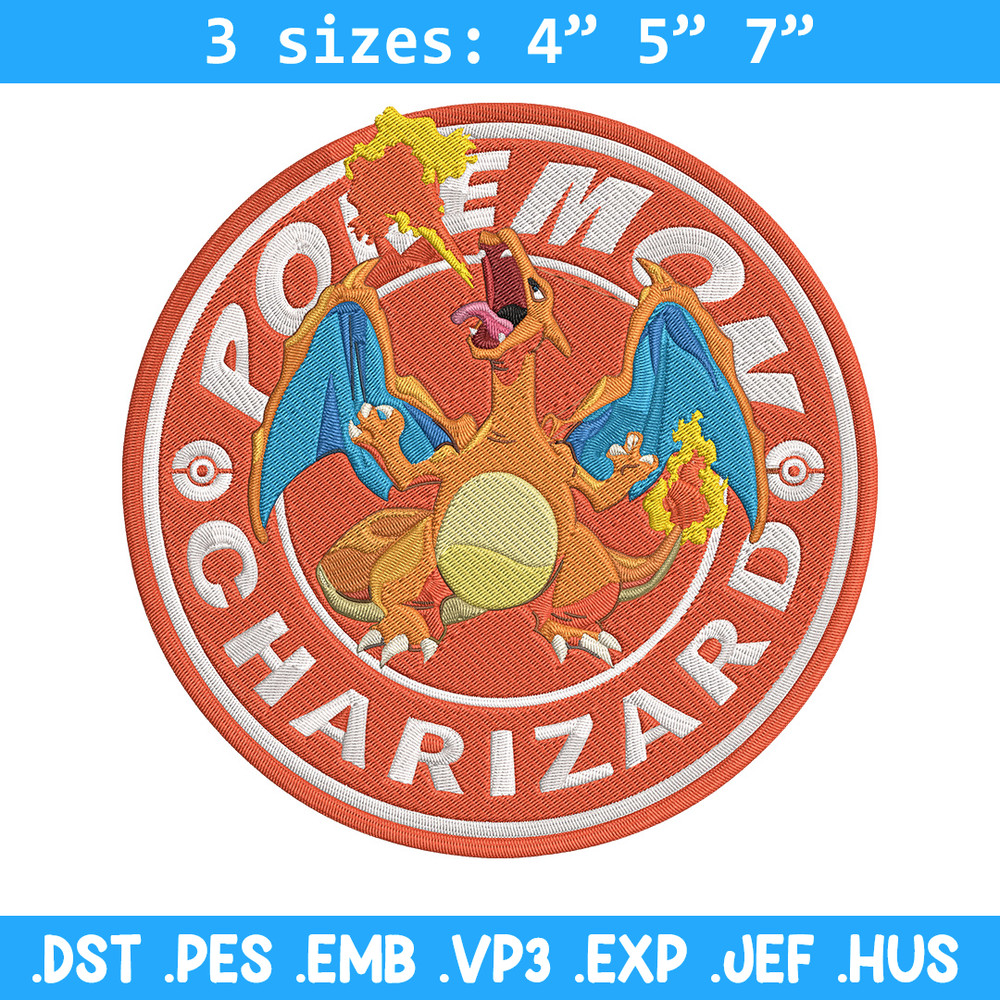 Charizard Embroidery Design, Pokemon Embroidery, Embroidery File, Anime Embroidery, Anime shirt, Digital download..jpg