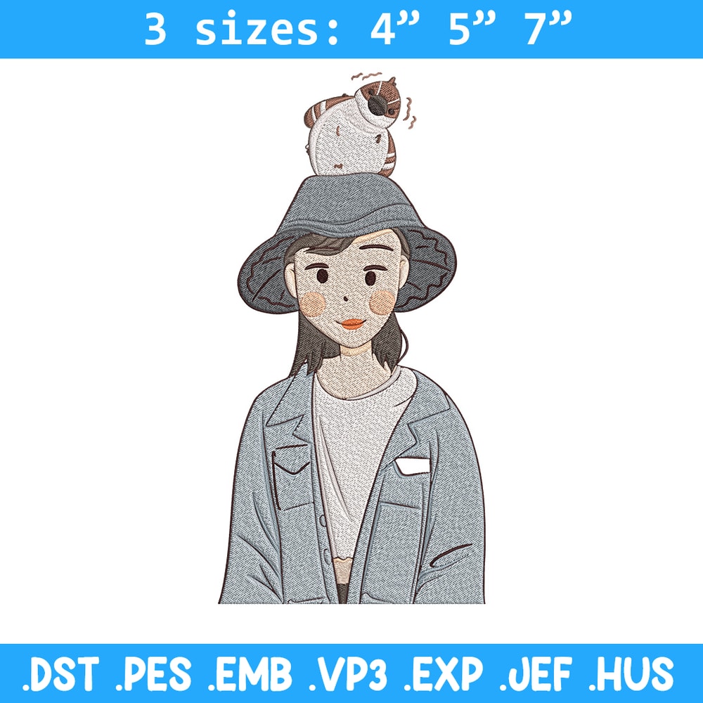 Cute girl Embroidery Design, Cartoon Embroidery, Embroidery File, Anime Embroidery, Anime shirt, Digital download.jpg
