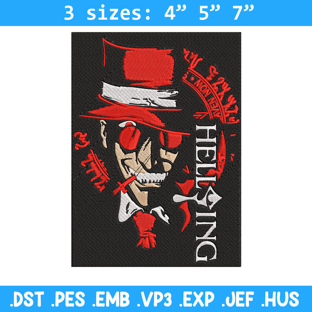 Alucard Poster Embroidery Design, Hellsing Embroidery, Embroidery File, Anime Embroidery, Anime shirt, Digital download.jpg