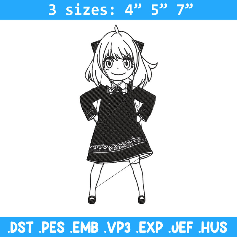 Anya Forger Embroidery Design, Spy x family Embroidery, Embroidery File, Anime Embroidery, Anime shirt, Digital download.jpg