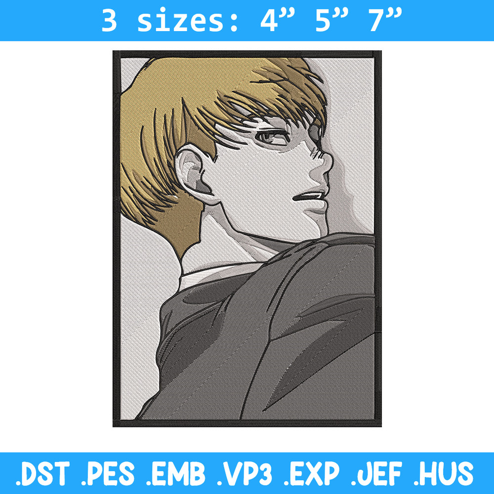 Armin poster Embroidery Design, Aot Embroidery, Embroidery File, Anime Embroidery, Anime shirt, Digital download.jpg