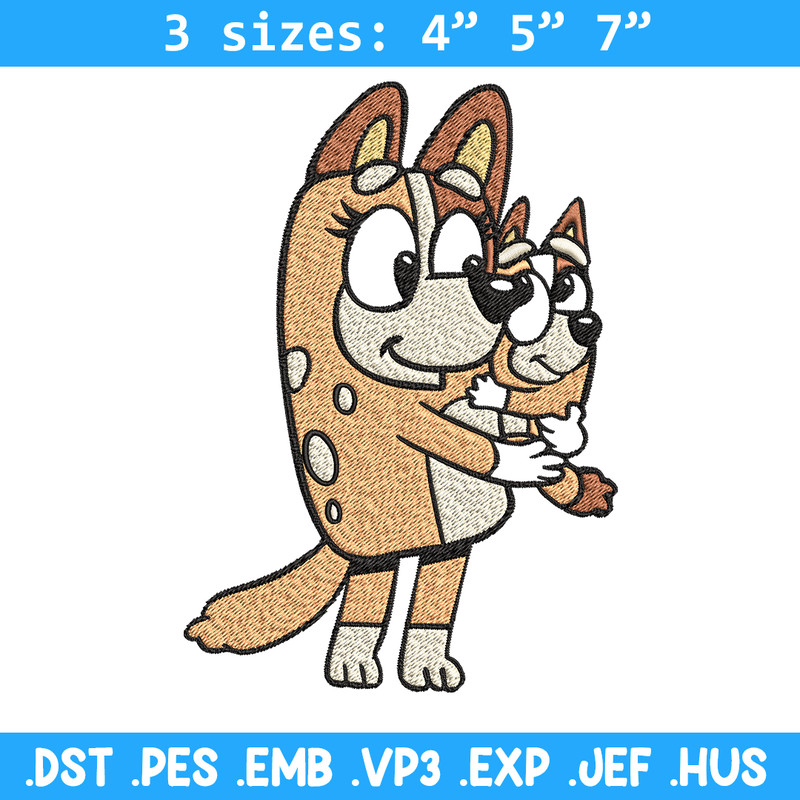 Bingo and her Mum Embroidery, Bluey Embroidery, Embroidery File, cartoon shirt, cartoon design, Digital download..jpg