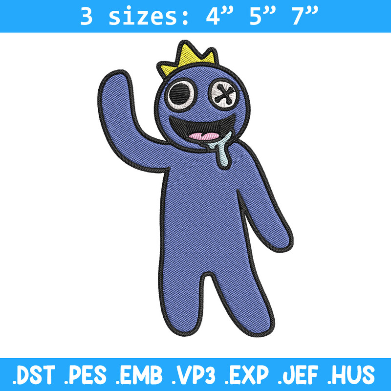 Blue Rainbow Embroidery Design, Rainbow Friends Embroidery, Embroidery File, Anime Embroidery, Digital download..jpg