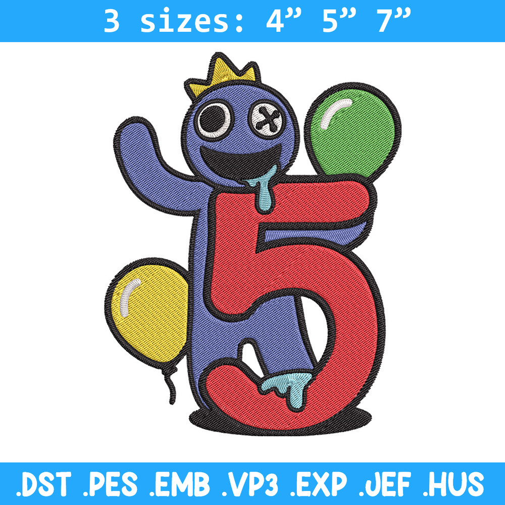 Blue Rainbow Embroidery Design, Rainbow Friends Embroidery, Embroidery File, Anime Embroidery, Digital download.jpg