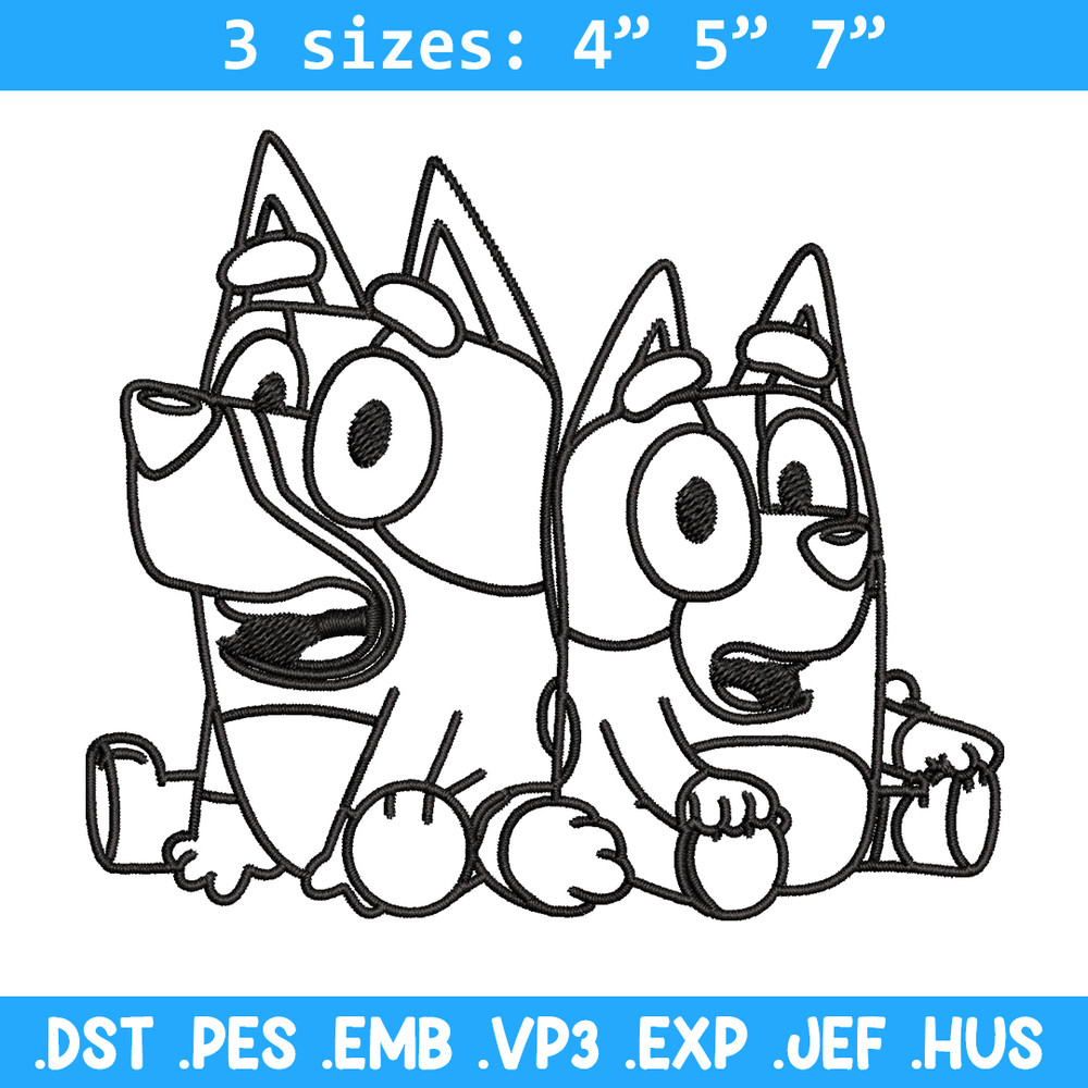 Bluey Bingo Coloring Pages Embroidery, Bluey Embroidery, Embroidery File, cartoon design, logo shirt, Digital download..jpg