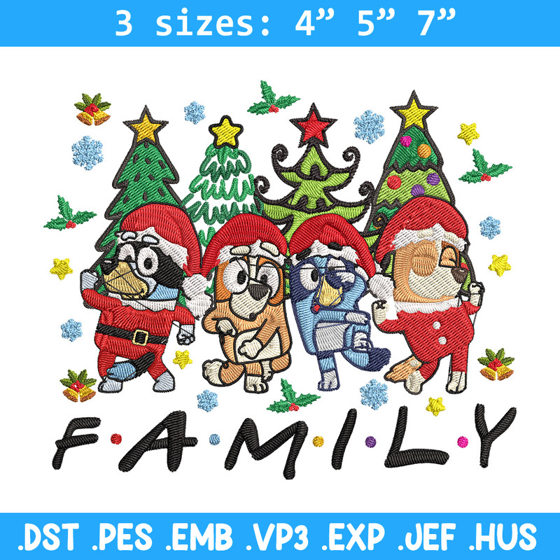 Bluey family Embroidery Design, Bluey Embroidery, Embroidery File, Chrismas Embroidery, Anime shirt, Digital download..jpg