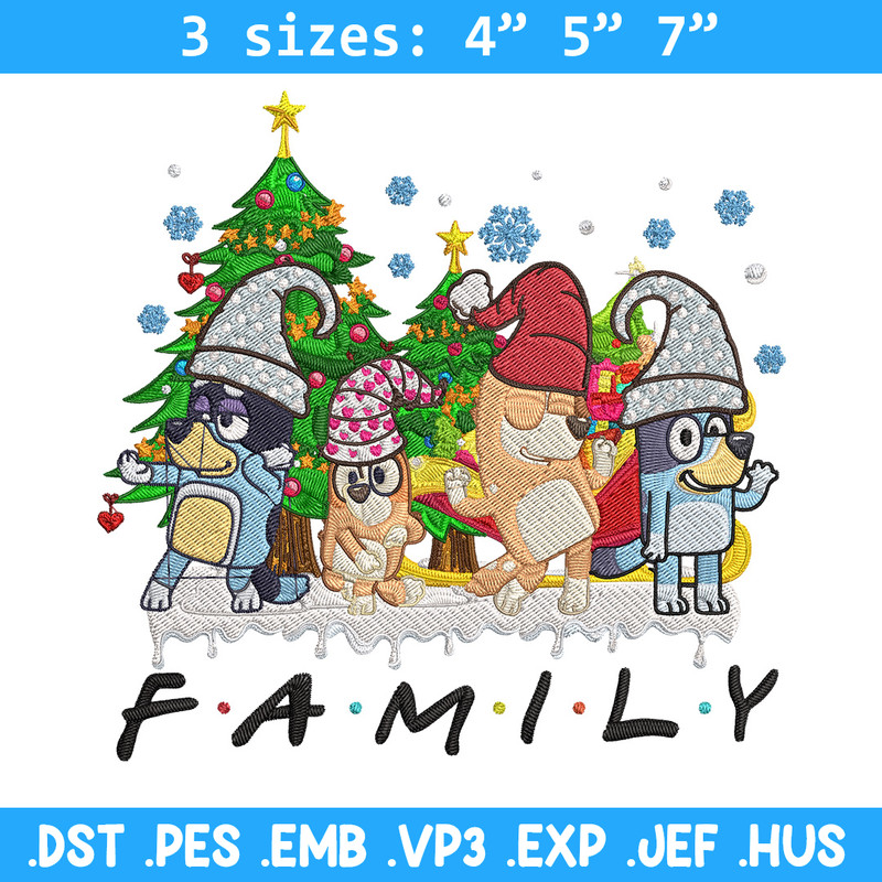 Bluey family Embroidery Design, Bluey Embroidery, Embroidery File, Chrismas Embroidery, Anime shirt, Digital download.jpg