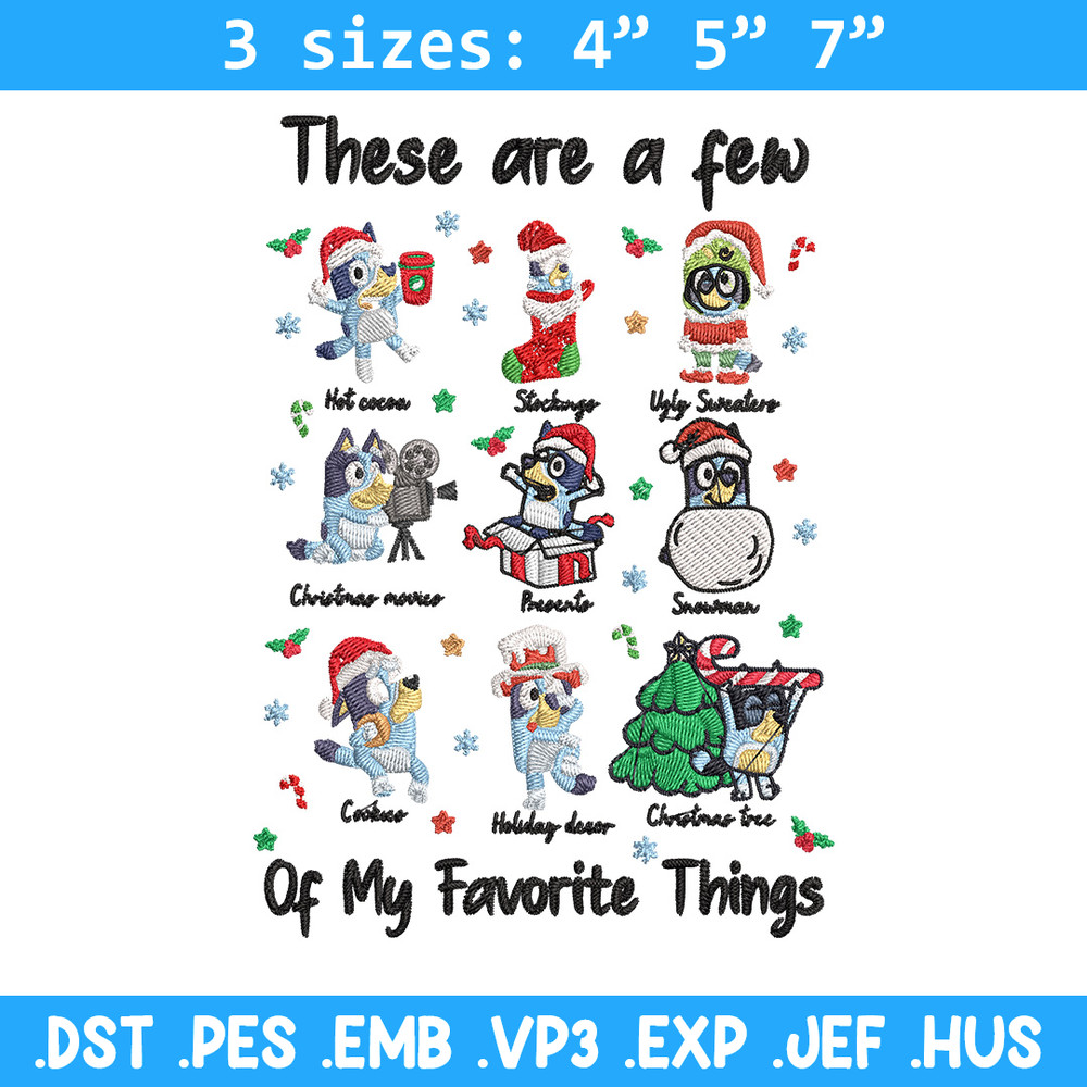 Bluey sticker Embroidery Design, Bluey Embroidery, Embroidery File, Chrismas Embroidery, Anime shirt, Digital download.jpg