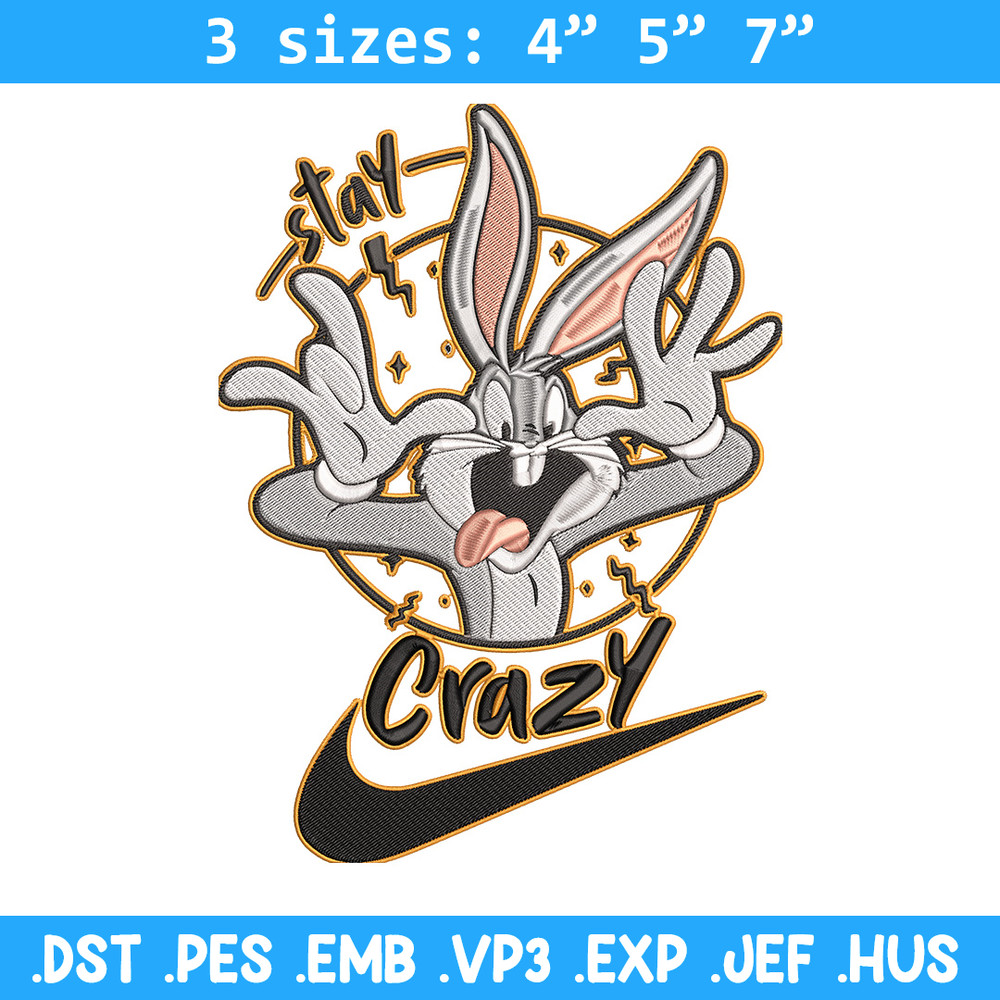 Bugs Bunny Embroidery Design, Looney Tunes Embroidery, Embroidery File, Nike Embroidery, Anime shirt, Digital download.jpg