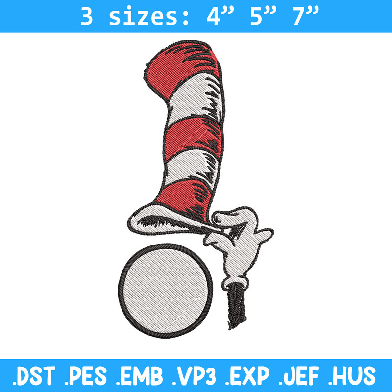 Cat In The Hat Embroidery Design, Cat In The Hat Embroidery, Embroidery File, logo shirt, Digital download.jpg