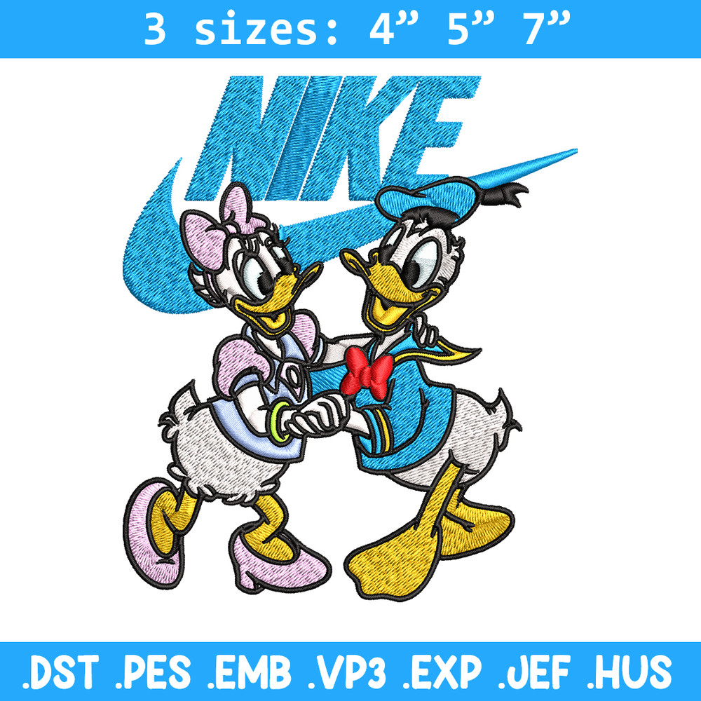 Daisy and Donald duck Nike Embroidery design, Cartoon Embroidery, Nike design, Embroidery file, Instant download.jpg