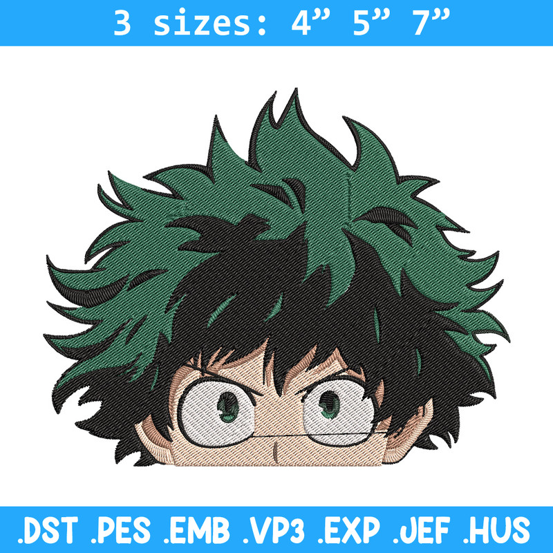 Deku face Embroidery Design, Mha Embroidery, Embroidery File, Anime Embroidery, Anime shirt, Digital download.jpg