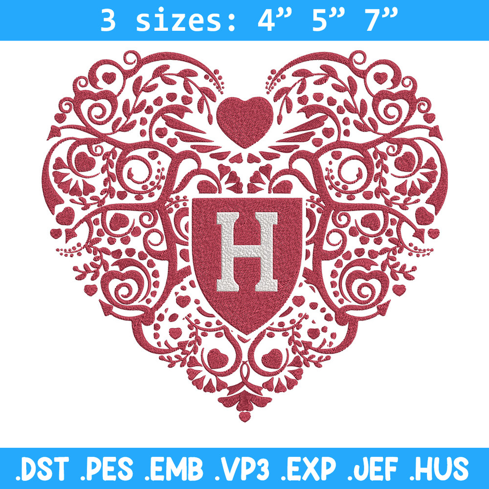 Harvard Crimson heart embroidery design, Sport embroidery, logo sport embroidery, Embroidery design, NCAA embroidery.jpg