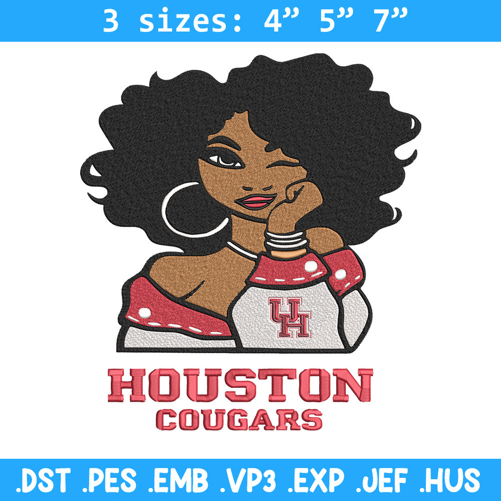 Houston Cougars girl embroidery design, NCAA embroidery, Embroidery design, Logo sport embroidery,Sport embroidery.jpg