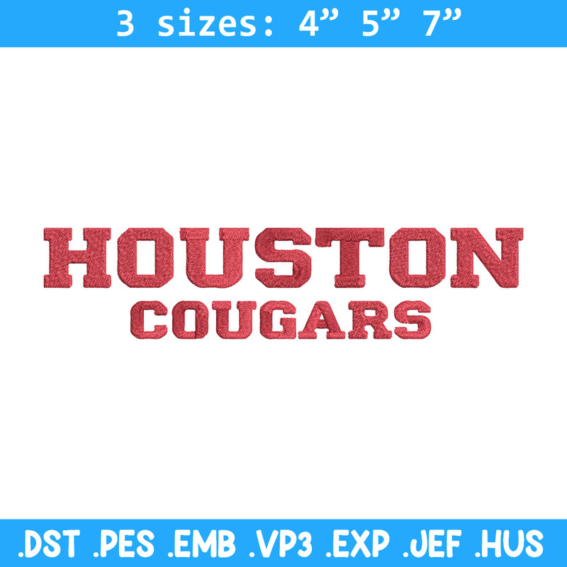 Houston Cougars logo embroidery design, NCAA embroidery, Embroidery design, Logo sport embroidery, Sport embroidery.jpg