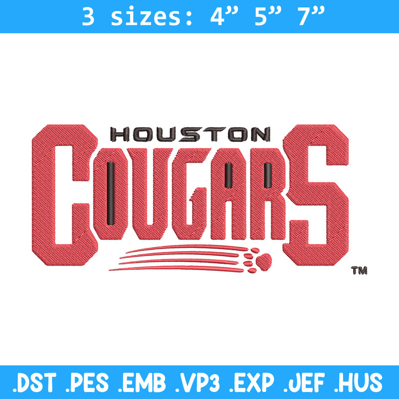 Houston Cougars Wordmark Logo embroidery design,NCAA embroidery,Sport embroidery,Logo sport embroidery,Embroidery design.jpg