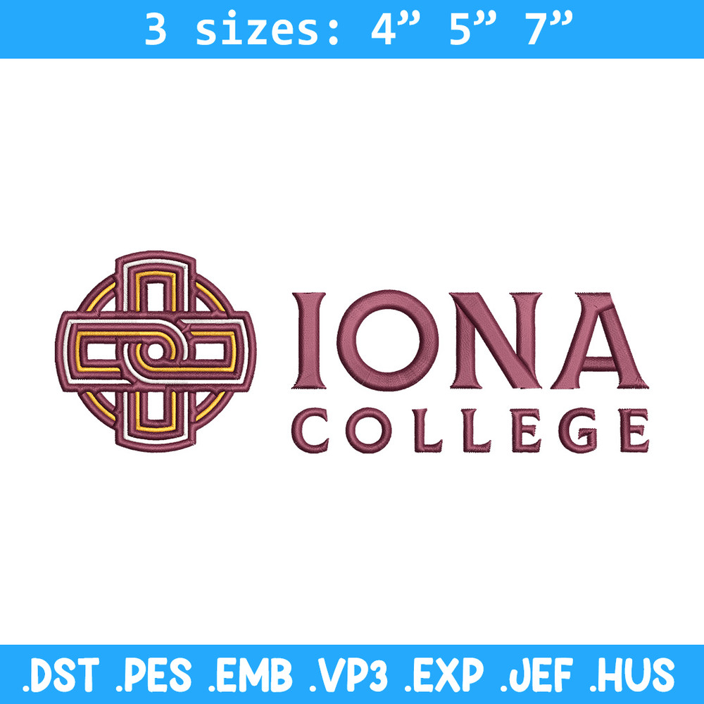 Iona University logo embroidery design, NCAA embroidery,Sport embroidery, Embroidery design, Logo sport embroidery.jpg