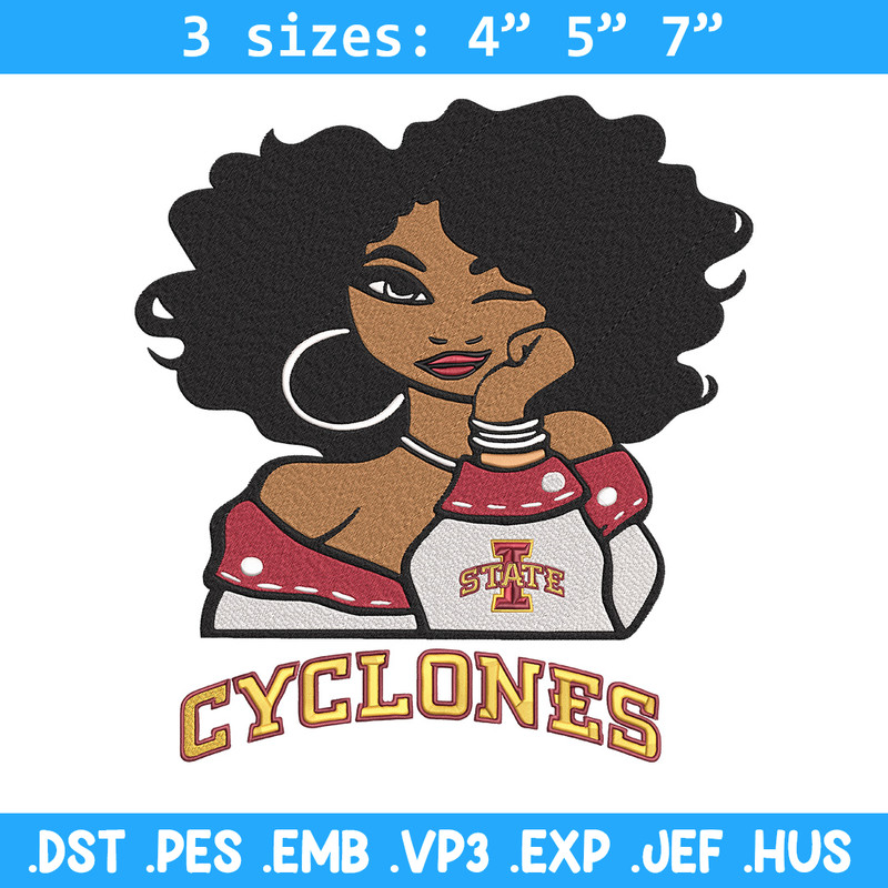 Iowa State University girl embroidery design, NCAA embroidery, Embroidery design, Logo sport embroidery,Sport embroidery.jpg
