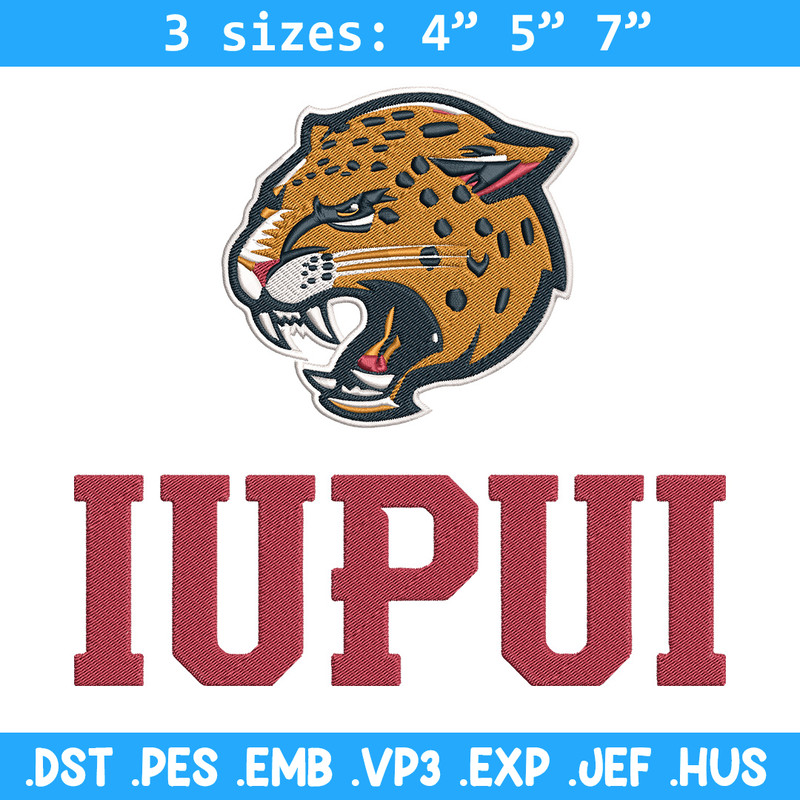 IUPUI Jaguars logo embroidery design, NCAA embroidery, Sport embroidery, Logo sport embroidery, Embroidery design.jpg