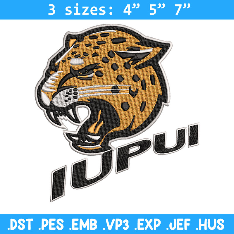 IUPUI Jaguars logo embroidery design, NCAA embroidery,Embroidery design,Logo sport embroidery,Sport embroidery.jpg