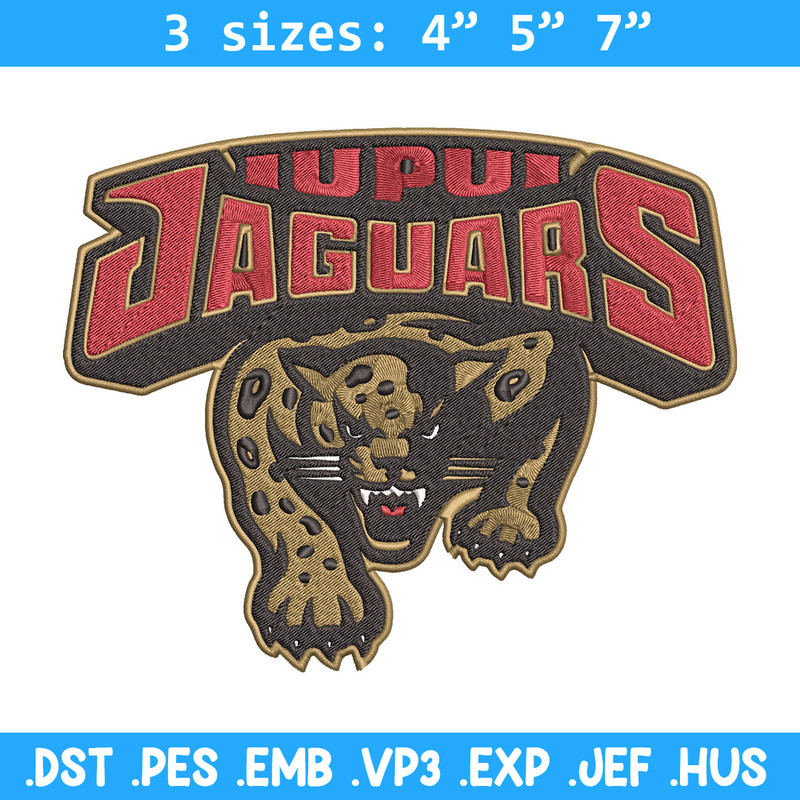 IUPUI Jaguars logo embroidery design,NCAA embroidery,Embroidery design,Logo sport embroidery,Sport embroidery..jpg
