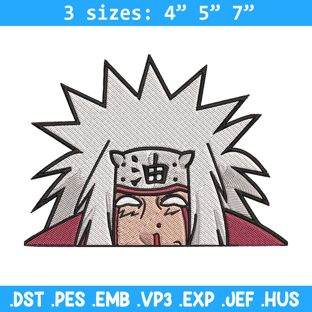 Jiraiya Peeker Embroidery Design, Naruto Embroidery, Embroidery File, Anime Embroidery, Anime shirt, Digital download.jpg
