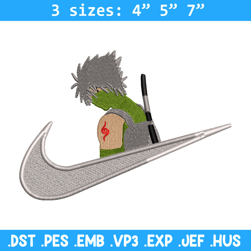 Kakashi Hatake Nike embroidery design, Naruto embroidery, nike design, anime design, anime shirt, Digital download.jpg