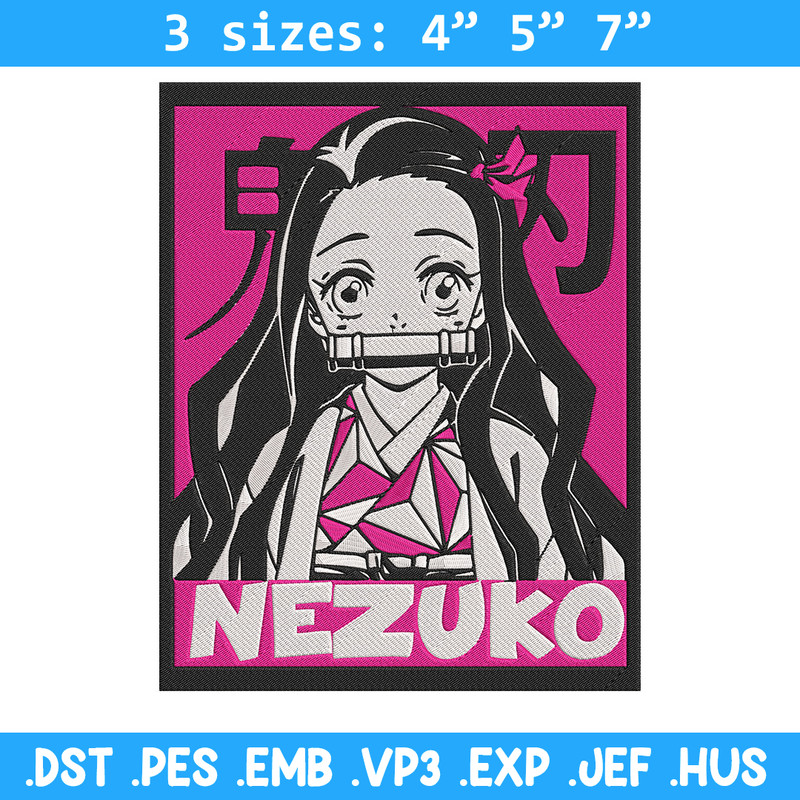Kamado nezuko poster Embroidery Design, Demon slayer Embroidery, Embroidery File, Anime Embroidery, Digital download..jpg