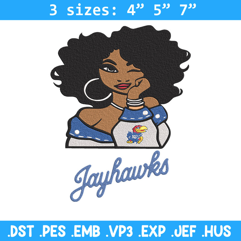 Kansas Jayhawks girl embroidery design, NCAA embroidery, Embroidery design, Logo sport embroidery,Sport embroidery.jpg