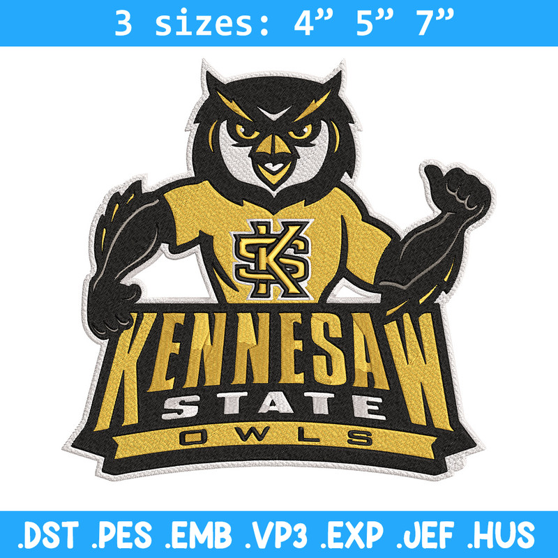 Kennesaw State logo embroidery design, Sport embroidery, logo sport embroidery, Embroidery design,NCAA embroidery.jpg