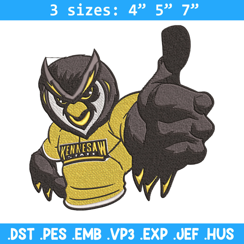 Kennesaw State mascot embroidery design,NCAA embroidery, Sport embroidery,logo sport embroidery,Embroidery design.jpg