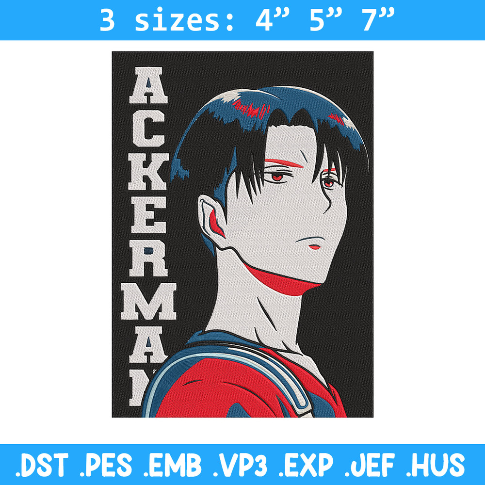 Levi Ackerman Embroidery Design, Aot Embroidery,Embroidery File, Anime Embroidery,Anime shirt,Digital download.jpg