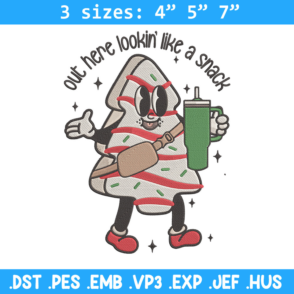 Look like a snack Embroidery Design, Tree chrismas Embroidery, Embroidery File, Chrismas Embroidery, Digital download.jpg