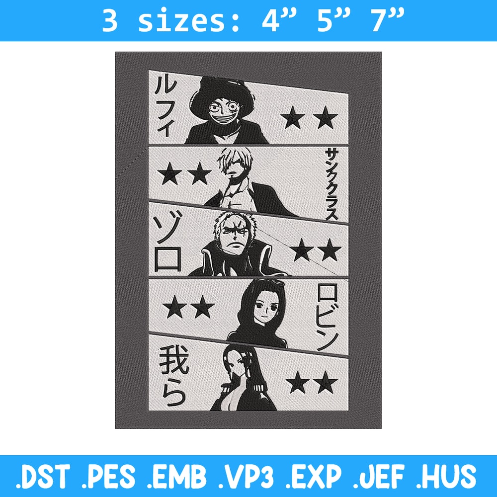 Luffy friends Embroidery Design, One piece Embroidery, Embroidery File, Anime Embroidery, Anime shirt, Digital download.jpg