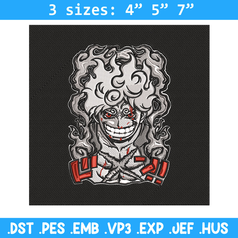 Luffy gear 5 Embroidery Design, One piece Embroidery, Embroidery File, Anime Embroidery, Anime shirt, Digital download.jpg