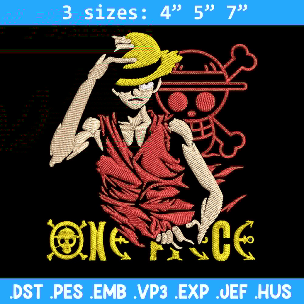 Luffy poster Embroidery Design, One piece Embroidery, Embroidery File, Anime Embroidery, Anime shirt,Digital download..jpg