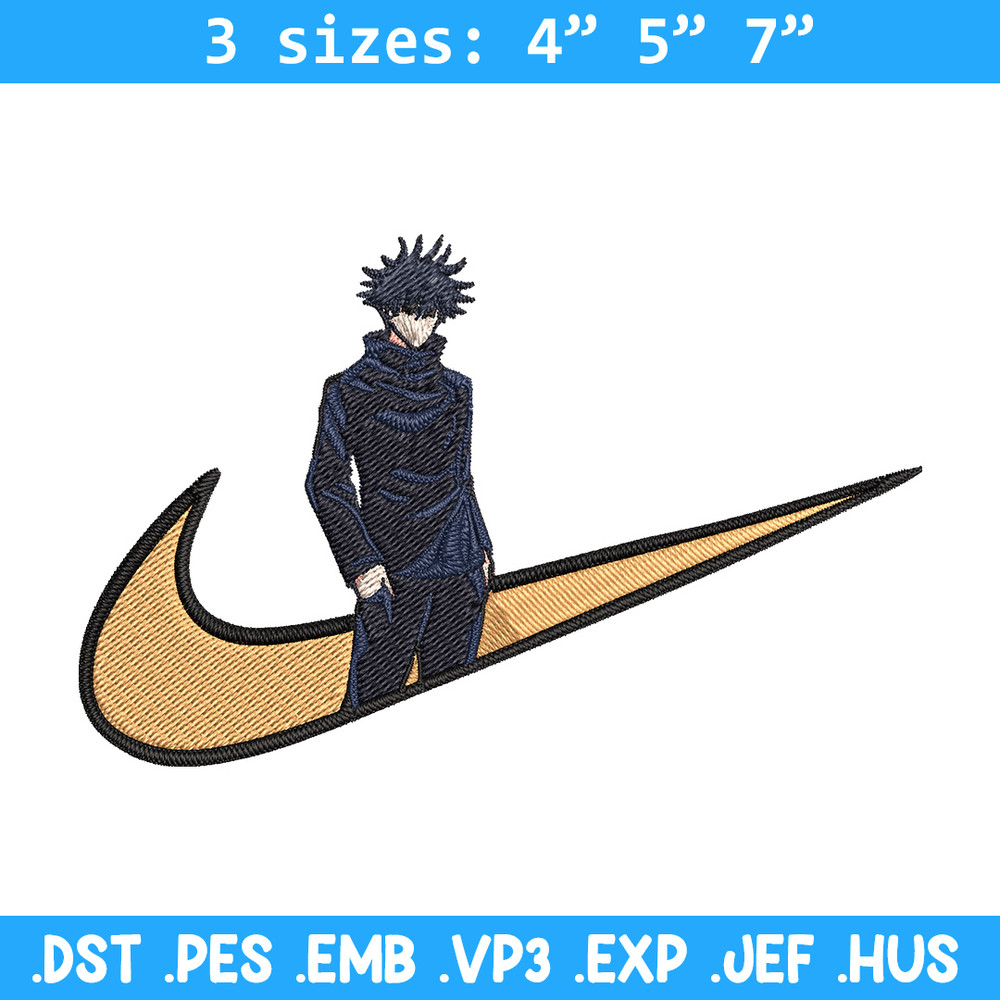 Megumi x nike Embroidery Design, Jujutsu Embroidery, Embroidery File, Nike Embroidery, Anime shirt, Digital download.jpg
