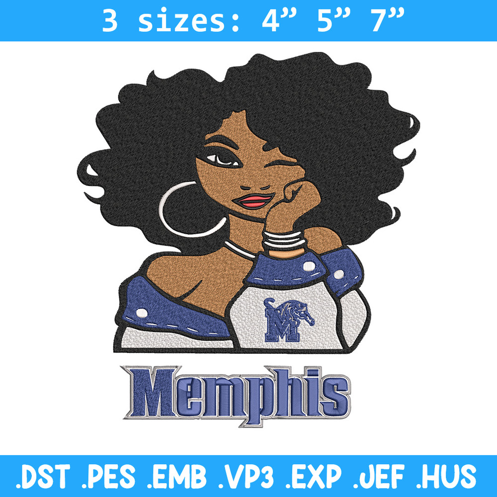 Memphis Tigers girl embroidery design, NCAA embroidery, Embroidery design, Logo sport embroidery, Sport embroidery.jpg