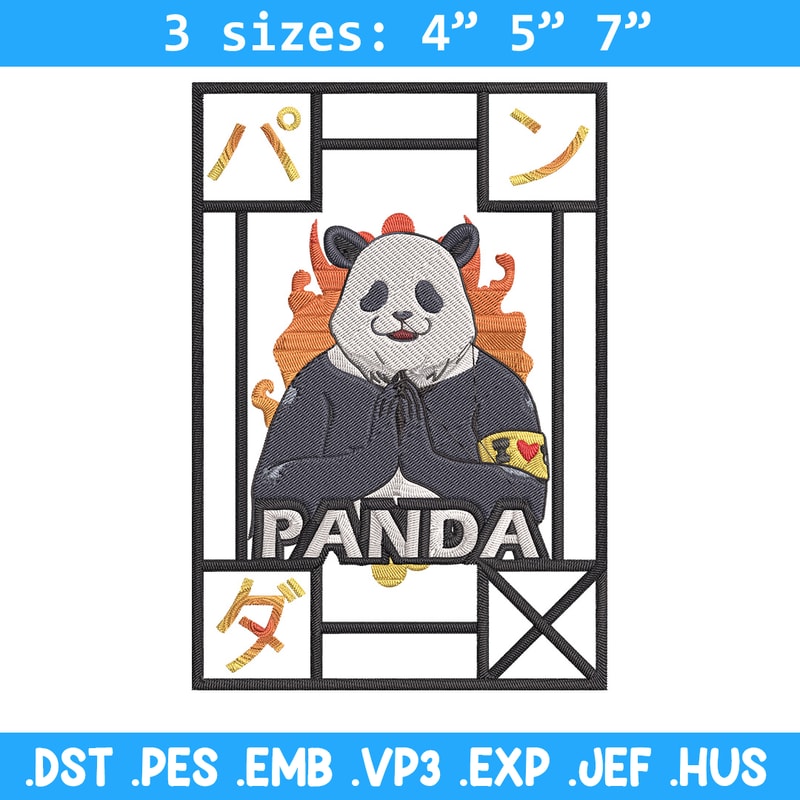 Panda poster Embroidery Design, Jujutsu Embroidery, Embroidery File, Anime Embroidery, Anime shirt, Digital download.jpg