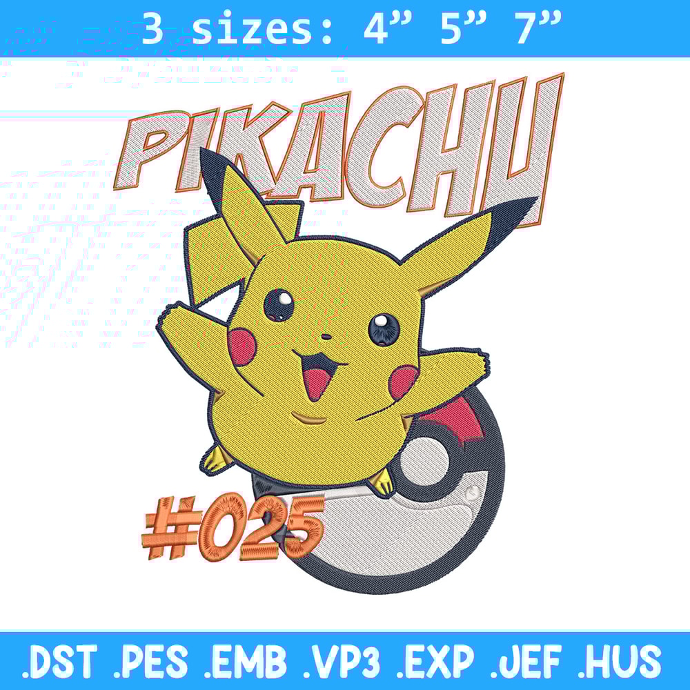 Pikachu cute Embroidery Design, Pokemon Embroidery, Embroidery File, Anime Embroidery, Anime shirt, Digital download (2).jpg